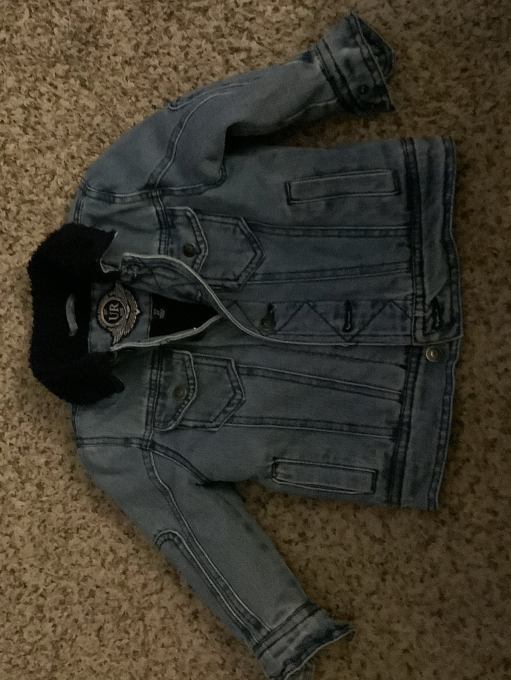 Urban Republic Light Blue Denim Jacket with Black Sherpa Collar